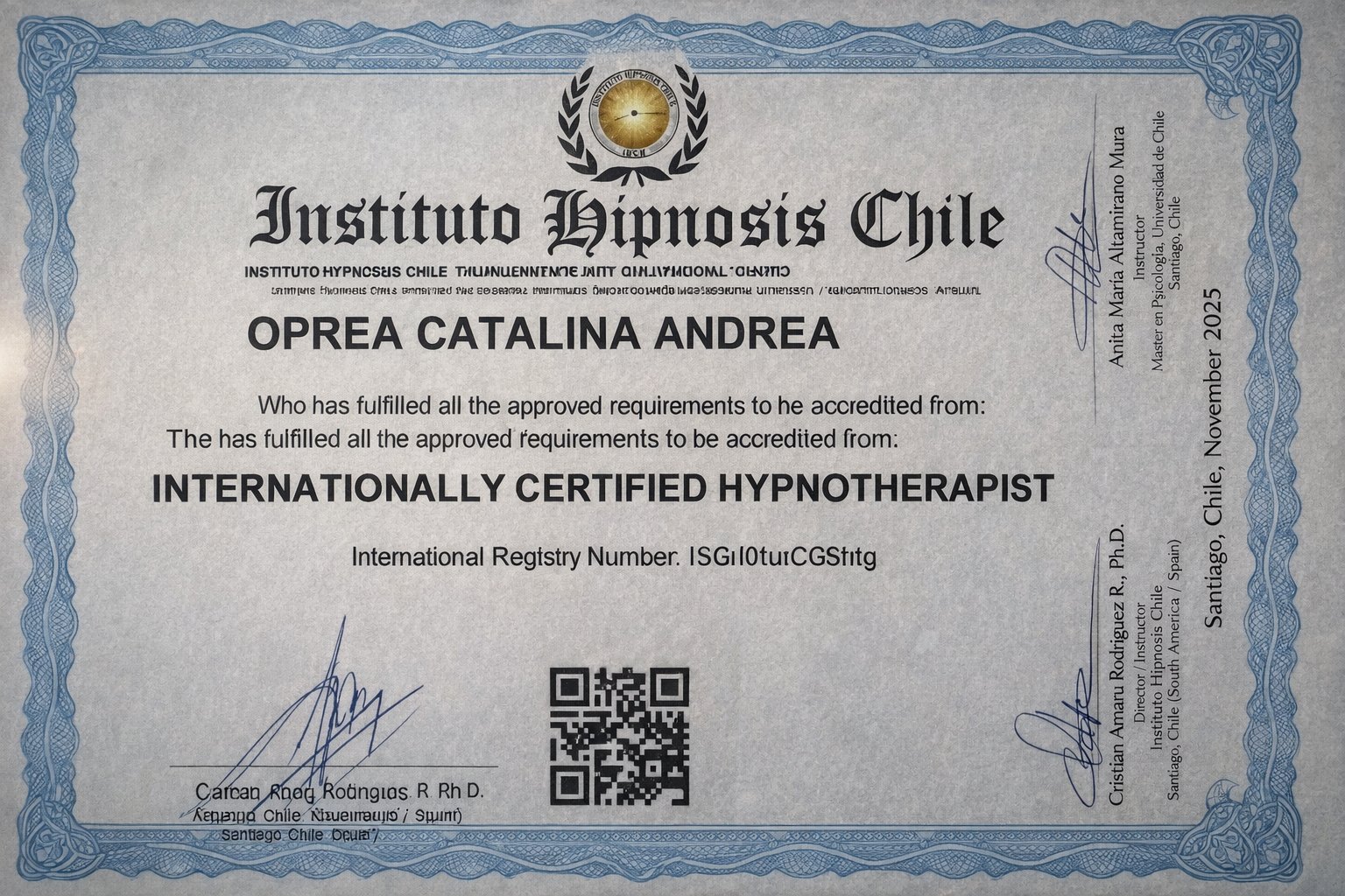 Internationally Certified Hypnotherapist — Instituto Hipnosis Chile
