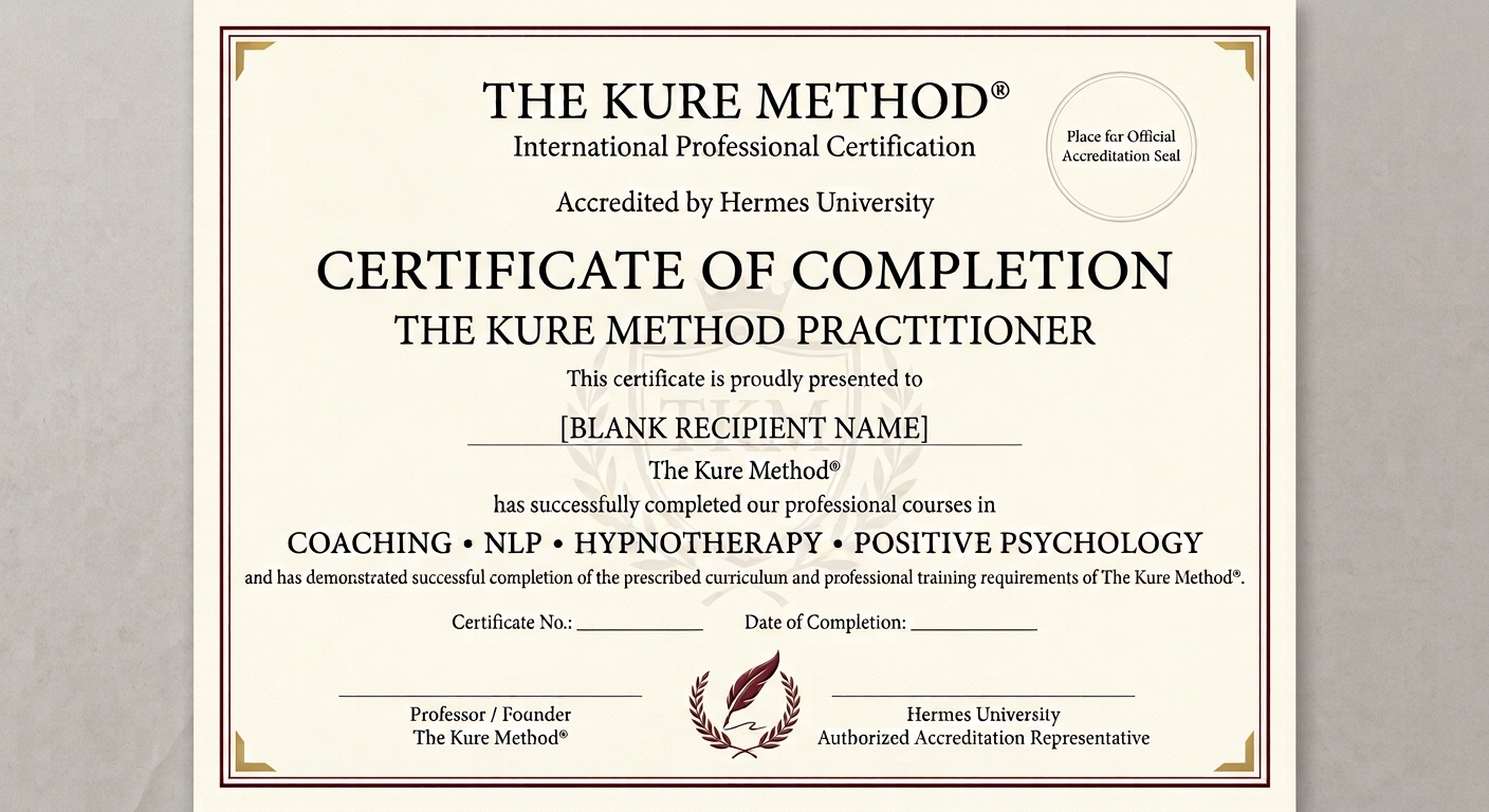 Sample model of The Kure Method Practitioner Certificate of Completion