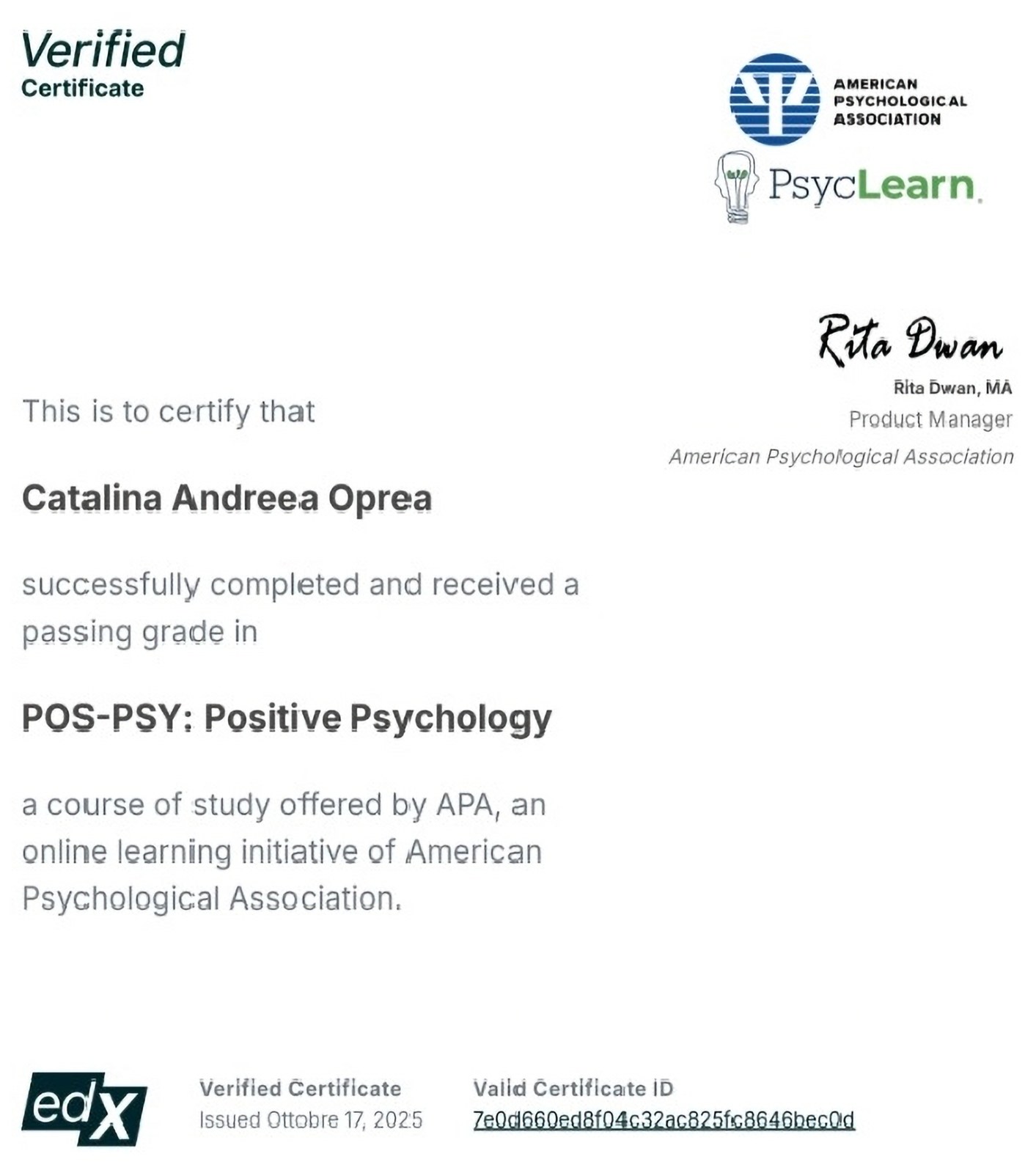 Positive Psychology — American Psychological Association, PsycLearn