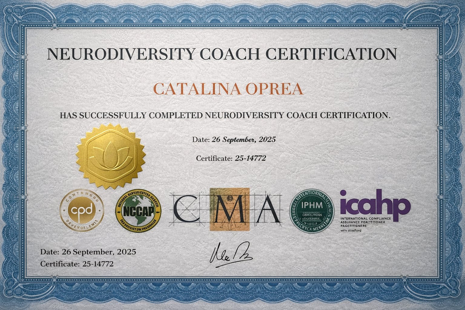 Neurodiversity Coach Certification — CMA / ICAHP accredited course