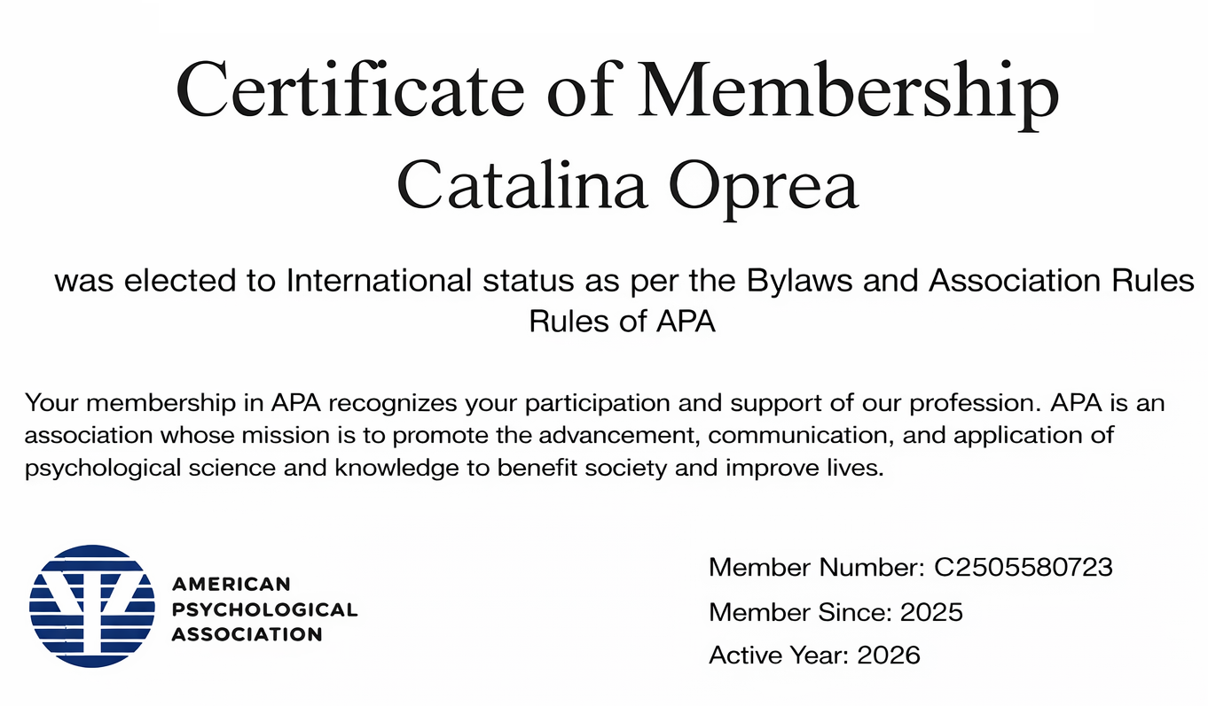 Certificate of Membership — American Psychological Association